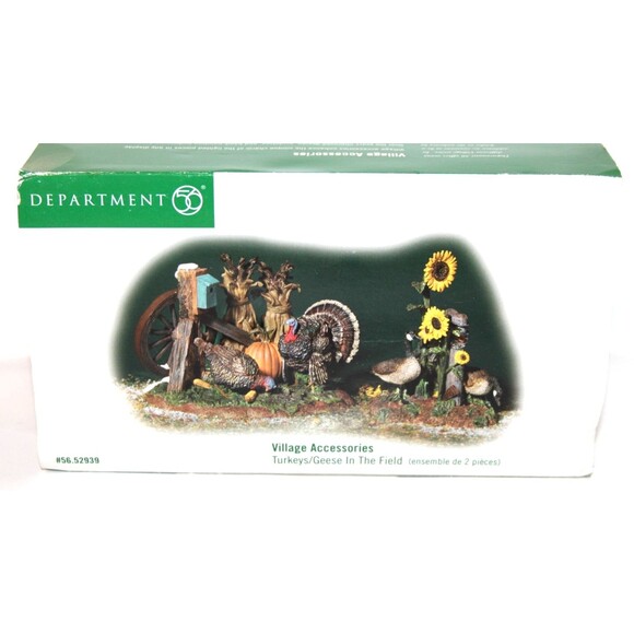 Dept 56 Village Accessories Turkey Geese In The Field Set 2  Holiday Decor 2001 - Picture 1 of 15